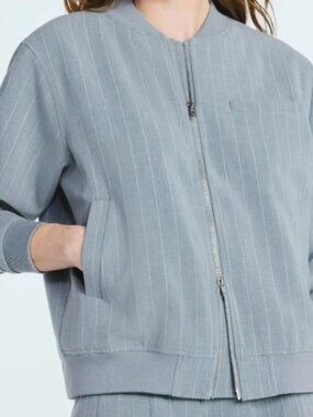 Scoop Women Gray Pinstripe Bomber Jacket NWT.